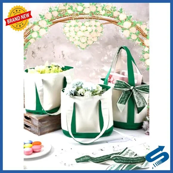 Canvas Tote Bags Set Elegant Bridesmaid Gift Wedding Party Favors Zippered
